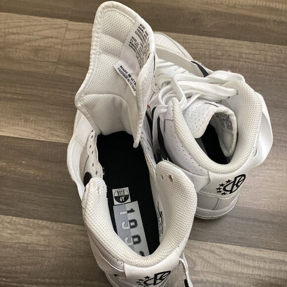 Nike Air Force 1 High White GS Shoes Black Swoosh Youth Size 4.Y 653998-102 - Picture 10 of 12